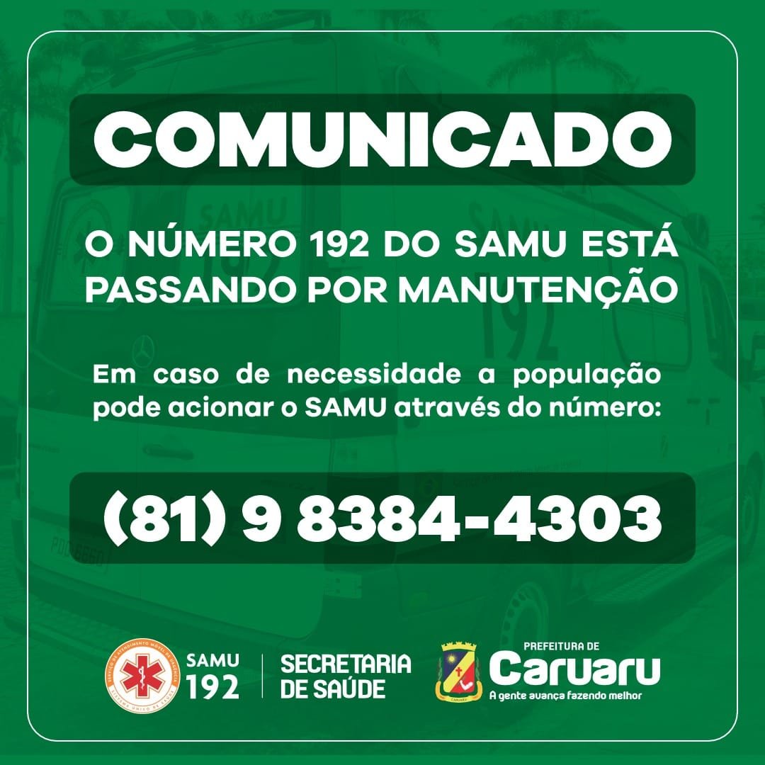 telefone do samu em manutenção caruaru