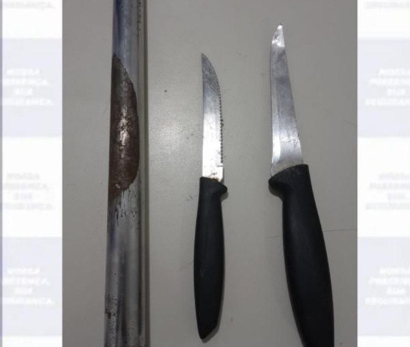 Indivíduo estava ameaçando a vítima com uma faca. (Imagem: Divulgação/PMPE)